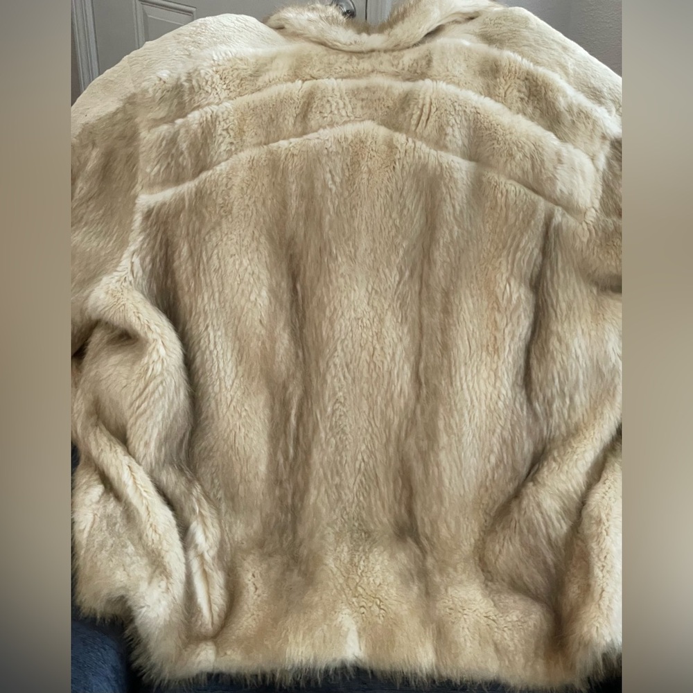 DE AME CHI Vintage Men’s Big & Tall Cream and Brown Fox Fur Jacket - 4XL - Picture 4 of 13